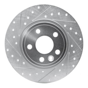 Jaguar E-Pace Brake Rotor (1) - Rear Left - R1 Concepts - Drilled & Slotted - Silver - `15-`20